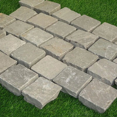 Kandla Grey Cobbles - Tumbled - 10x10 cm - 40-50 mm - 800 Pcs - 9sqm - UniversalPaving Kandla Grey Cobbles - Tumbled - 100x100 - 40-50 mm