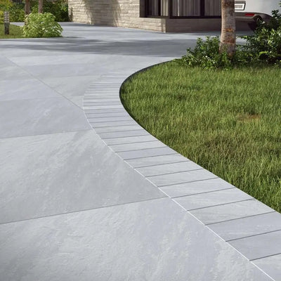 Kandla Grey Porcelain Anti Slip Paving Slabs Pack,Kandla Grey Indian Sandstone,Paving Slabs,Shop Kandla Grey Outdoor Tiles Now,Kandla Grey porcelain cobbles 200x100,Kandla Grey 22mm Calibrated Riven Sandstone Paving Kandla Grey Porcelain Setts - 200x100 - 20mm