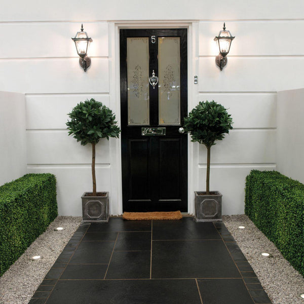 Kadapa Black Indian Limestone Paving Slabs - Riven - Sawn Edge - Patio Pack - 22mm