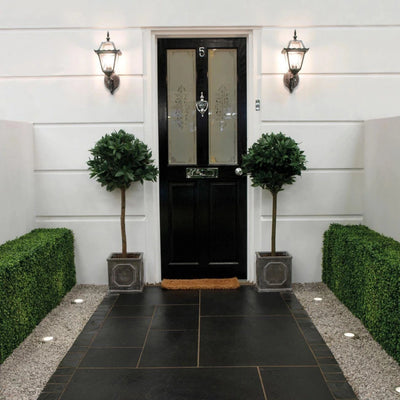 Kadapa Black Indian Limestone Paving Slabs - Riven - Sawn Edge - Patio Pack - 22mm Kadapa Black Indian Limestone Paving Slabs - Riven - Sawn Edge - Patio Pack - 22mm