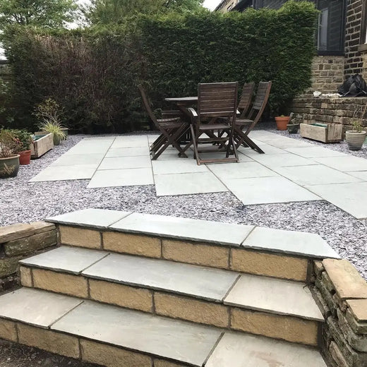 Kandla Grey Indian Sandstone Paving Slabs - Riven - 900x600 - 22mm Kandla Grey Indian Sandstone Paving Slabs - Riven - 900x600 - 18mm