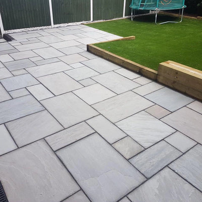 Kandla Grey Indian Sandstone Paving Slabs - Riven - Patio Pack - 22mm - UniversalPaving