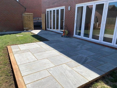 Kandla Grey Indian Sandstone Paving Slabs - Riven - Patio Pack - 22mm - UniversalPaving