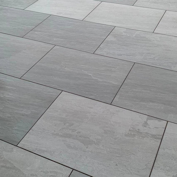 Kandla Grey Indian Sandstone Paving Slabs - Riven - Sawn Edge - 900x600 - 22mm - UniversalPaving