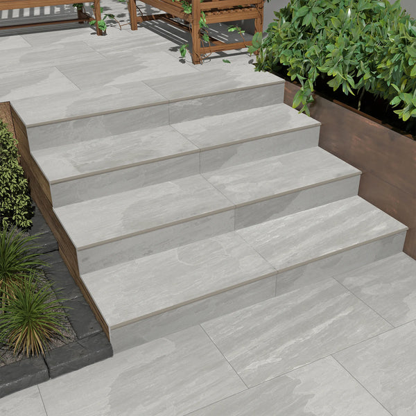 Kandla Grey Porcelain Bullnose Steps & Risers - 900x450 - 20mm