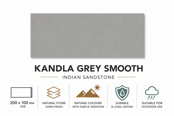 KANDLA GREY SANDSTONE PAVING - SAWN & HONED - Sample