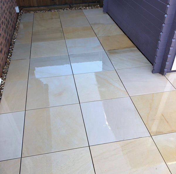 Mint Indian Sandstone Paving Slabs - Sawn & Honed - 600x600 - 20mm - Smooth Paving