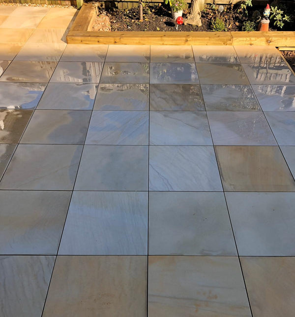 Mint Indian Sandstone Paving Slabs - Sawn & Honed - 600x600 - 20mm - Smooth Paving
