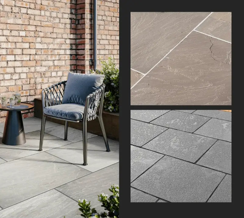 natural stone paving or porcelain paving