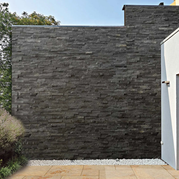 Black Slate Split Face Wall Cladding - 600x150