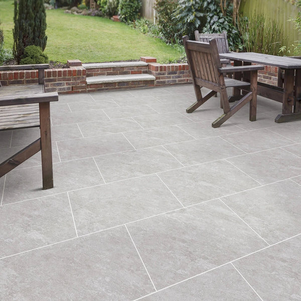 Silver Quartz Grey Outdoor Porcelain Paving Tiles - 900x600 - 20mm