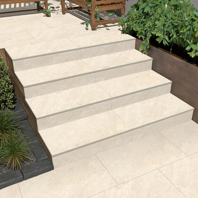 Quartz White Porcelain Bullnose Steps & Risers - 900x450 - 20mm