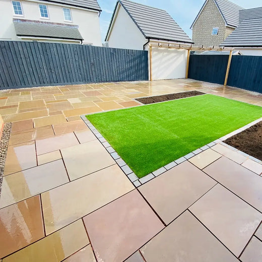 Raj Green Indian Sandstone Paving Slabs - Sawn & Honed - Patio Pack - 20mm - Smooth Paving Raj Green Indian Sandstone Paving Slabs - Sawn & Honed - Patio Pack - 20mm - Smooth Paving