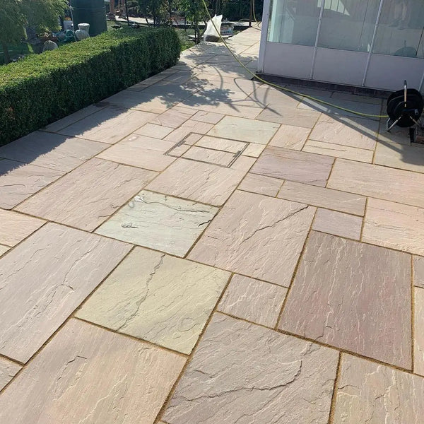 garden paving slabs,Single paving slabs,Patio slabs & Garden slabs,Paving Stones Natural Paving Stones & Slabs Importer,Paving Slabs UK,Types of Paving Slabs,Garden Slabs For Patios,Paving,Paving & Walling,Outdoor & Garden,Patio Slabs & Garden Paving,UK Delivery,Decorative Patio Paving Slabs,Landscaping Raj Green Indian Sandstone Paving Slabs - 560 Series - Riven - Patio Pack - 22mm