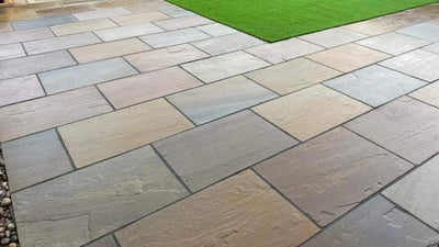 Raj Blend Indian Sandstone Paving Slabs - Riven - 900x600 - 22mm Raj Blend Indian Sandstone Paving Slabs - Riven - 900x600 - 22mm