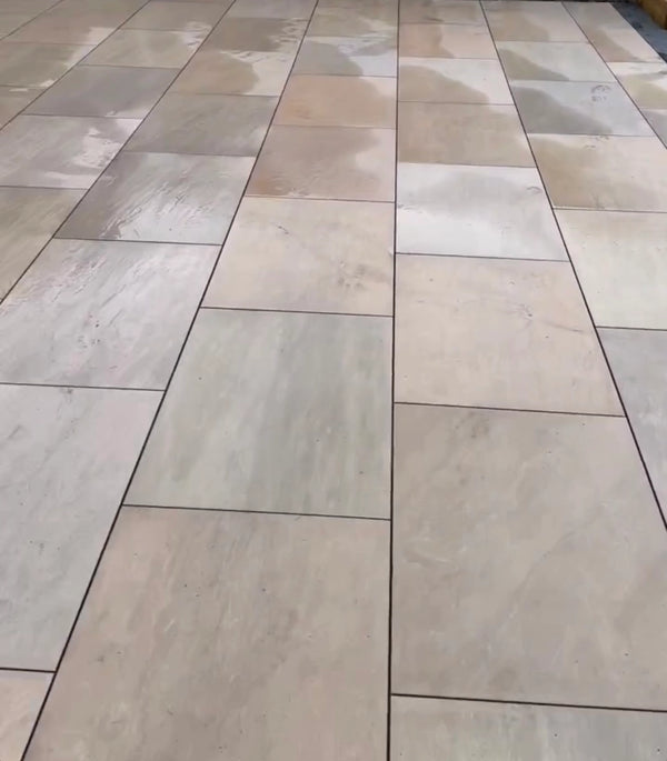 Raj Green Outdoor Porcelain Paving Tiles - 900x600 - 20mm