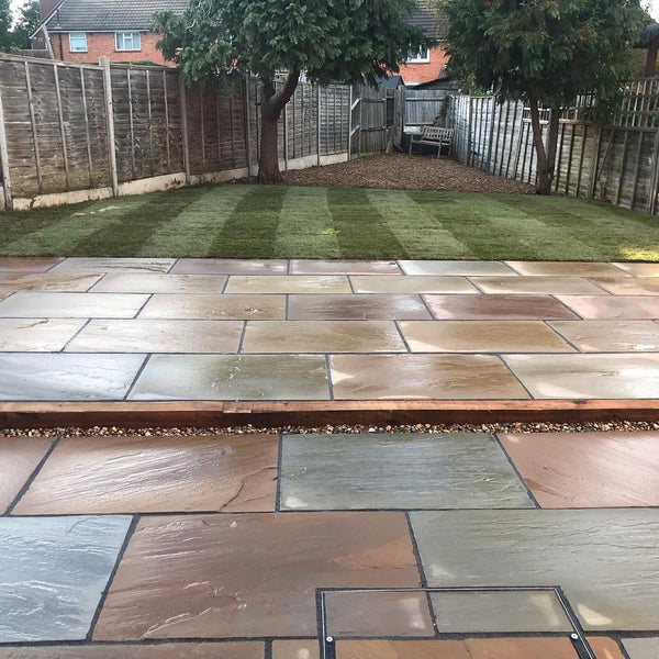 Raj Green Indian Sandstone Paving Slabs - Riven - 900x600 - 22mm