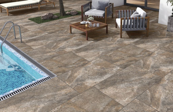 Rough Bruno Outdoor Porcelain Paving Tiles - 900x600 - 20mm - CLEARANCE