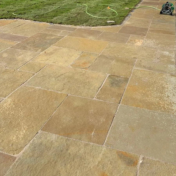 Tandur Yellow Indian Limestone Paving Slabs - Aged - Patio Pack - 22mm