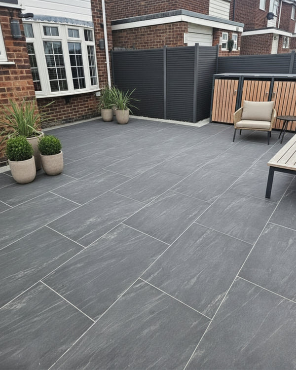 Anthracite Black Outdoor Porcelain Paving Tiles - 900x600 - 16mm