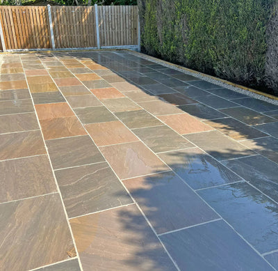 Autumn Brown Indian Sandstone Paving Slabs - Riven - 900x600 - 22mm