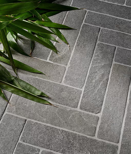 Kadapa Black Limestone Tumbled Pavers - 200x50x40mm