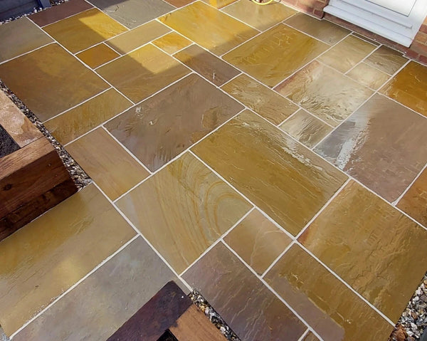 Camel Dust Indian Sandstone Paving Slabs - Riven - Patio Pack - 22mm