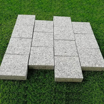 Granite Driveway Paving,Natural Stone Paving Silver Grey Granite Cobbles - Flamed - 100x100 - 50 mm