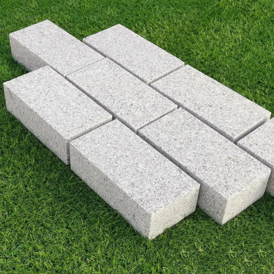 Granite Driveway Paving,Natural Stone Paving Silver Grey Granite Setts - Flamed - 200x100 - 50 mm