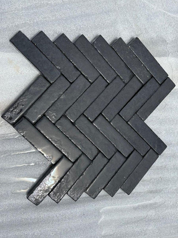 Kadapa Black Limestone Tumbled Pavers - 200x50x40mm