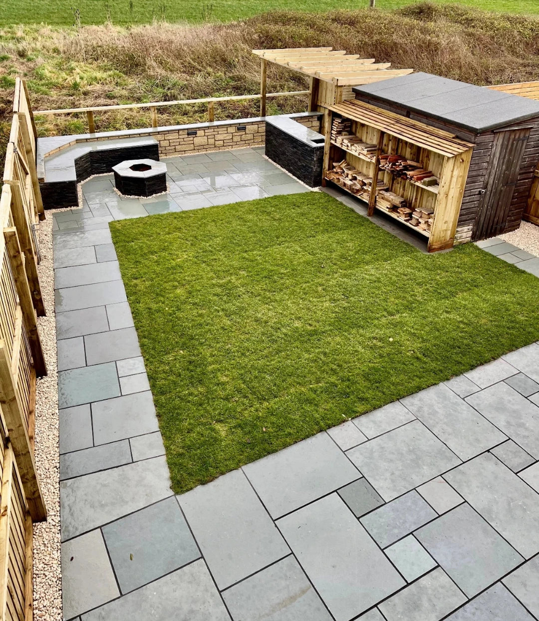 kota blue limestone paving patio pack sawn edge