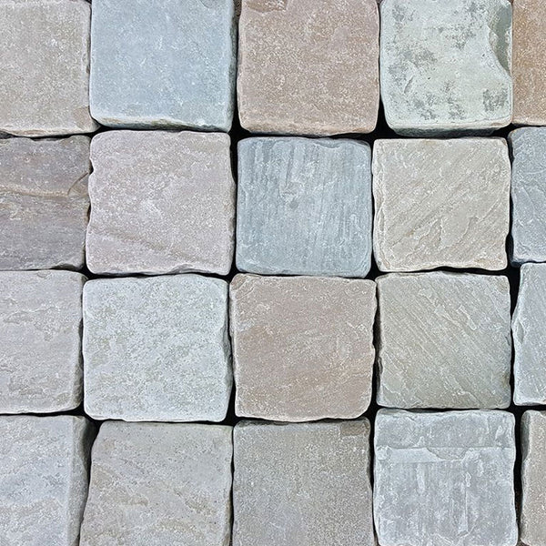 Raj Green Cobbles - Handcut - 100x100 - 40-50 mm