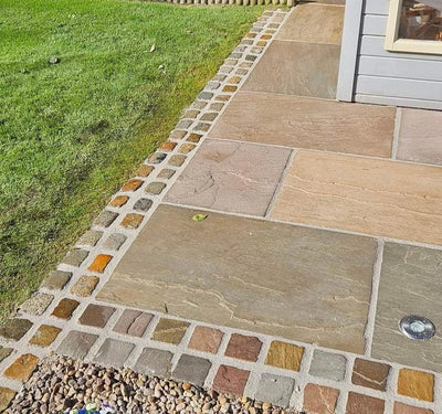 raj green 10x10 cobbles in garden patios in edgings