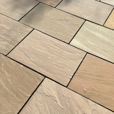 Highly Popular Indian Sandstone Paving Slabs in The UK,FREE Delivery,Indian Sandstone Paving Slabs,Free UK Delivery,Natural Stone Paving & Patio Slabs Raj Green Indian Sandstone Paving Slabs - Riven - 900x600 - 18mm
