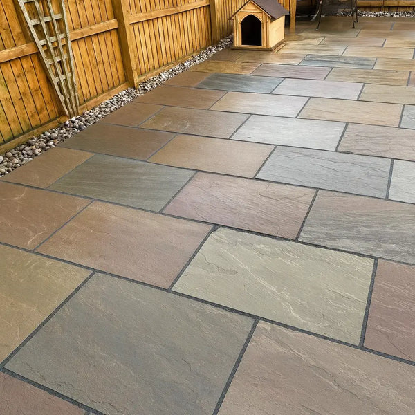 Raj Green Indian Sandstone Paving Slabs - Riven - 900x600 - 22mm - UniversalPaving Raj Green Indian Sandstone Paving Slabs - Riven - 900x600 - 18mm