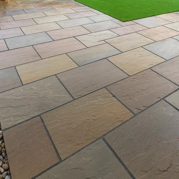 Raj Green Indian Sandstone Paving Slabs - Riven - 900x600 - 22mm - UniversalPaving Raj Green Indian Sandstone Paving Slabs - Riven - 900x600 - 18mm