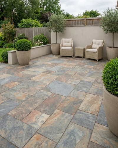 Rustic Indian Slate Paving Slabs - Riven - Sawn Edge - Patio Pack - 20mm