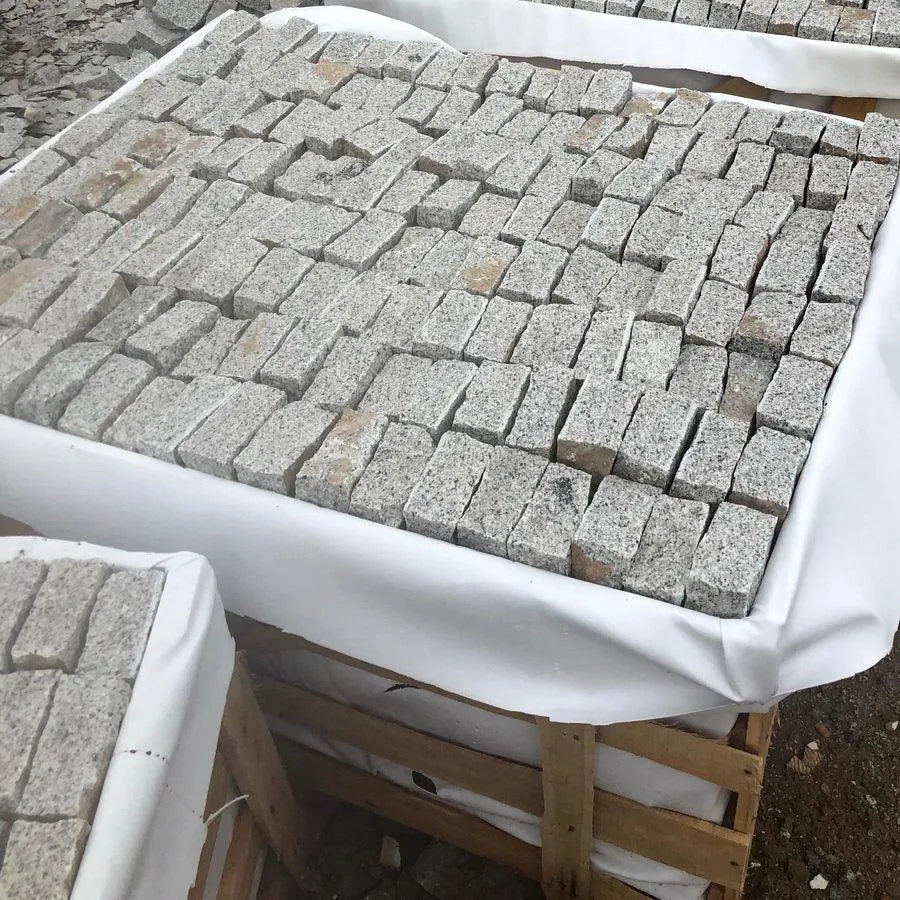 silver grey granite setts handcut 20x10cm
