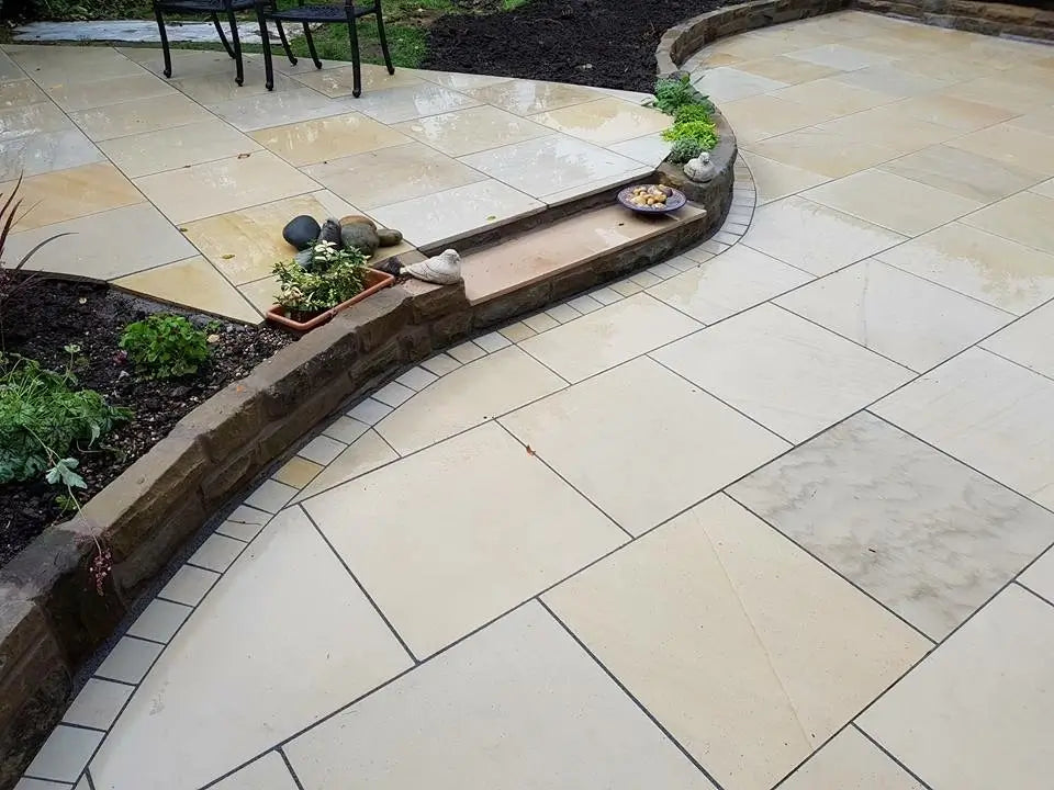 smooth mint indian sandstone paving patio