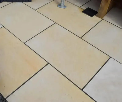 Fossil Mint Indian Sandstone Paving Slabs - Sawn & Honed - 800x400 - 20mm - Smooth Paving