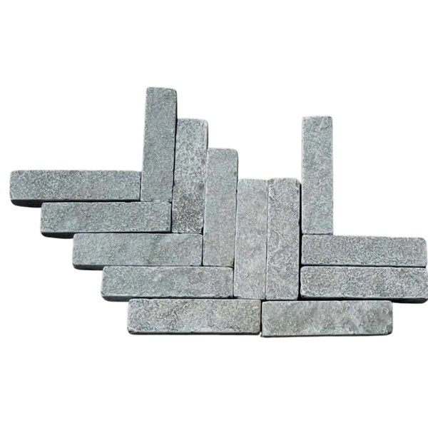 Tandur Grey Limestone Tumbled Pavers - 200x50x40mm