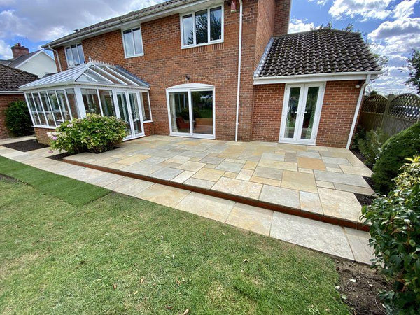 Tandur Yellow Indian Limestone Paving Slabs - Aged - Patio Pack - 22mm