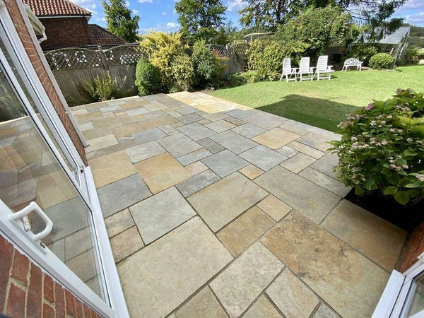 Tandur Yellow Indian Limestone Paving Slabs - Aged - Patio Pack - 22mm