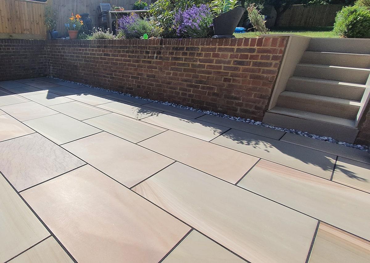Camel Dust Indian Sandstone Paving Slabs - Sawn & Honed - 900x600 - 20mm - Smooth Paving - UniversalPaving
