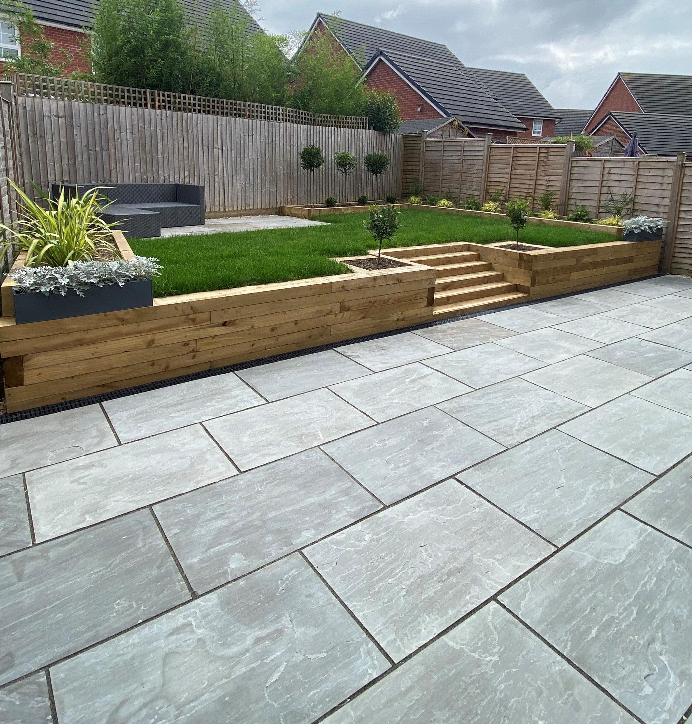 Kandla Grey Indian Sandstone Paving Slabs - Riven - Sawn Edge - 900x600 - 22mm - UniversalPaving