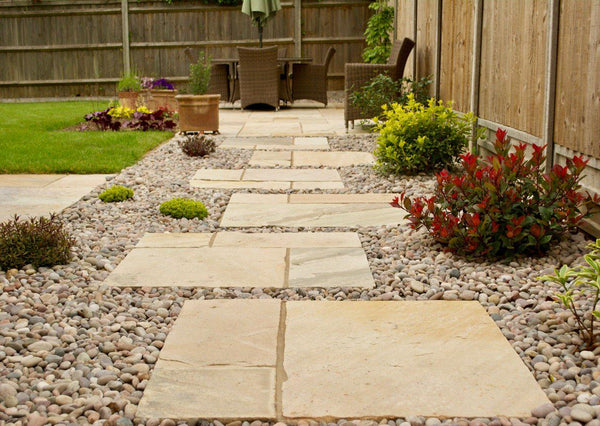 Mint Indian Sandstone Paving Slabs - Riven - Patio Pack - 22mm - UniversalPaving Fossil Mint Indian Sandstone Paving Slabs - Riven - Patio Pack - 22mm