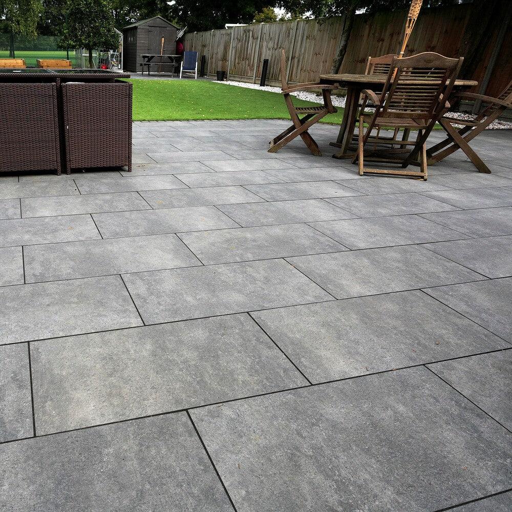 Hammerstone Nero Outdoor Porcelain Paving Tiles - 900x600 - 21.60sqm - 20mm - UniversalPaving