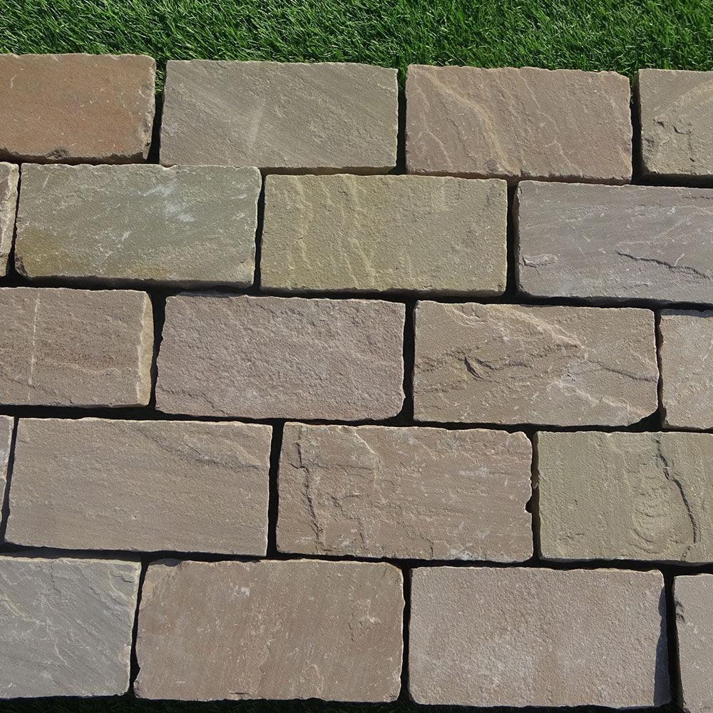 raj green sandstone tumbled setts 20x10 cm 30 40 mm