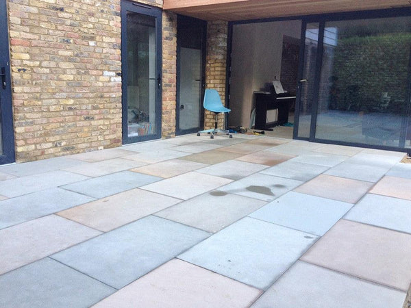 Raj Green Indian Sandstone Paving Slabs - Sawn & Honed - 900x600 - 20mm - Smooth Paving Raj Green Indian Sandstone Paving Slabs - Sawn & Honed - 900x600 - 20mm - Smooth Paving