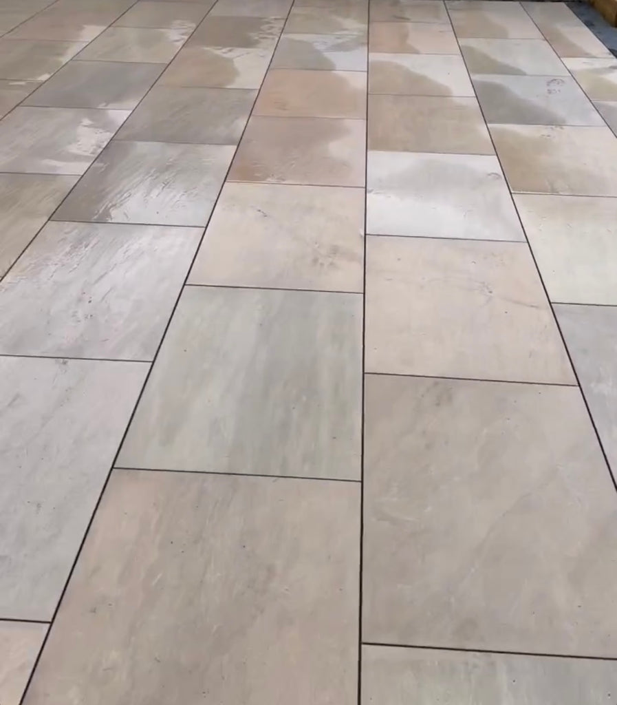 Raj Green Outdoor Porcelain Paving Tiles 900x600 20mm Universal